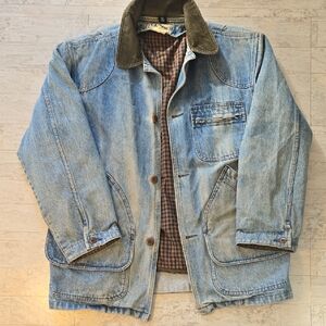 L.L. Bean Blue Jean Jacket with Brown Collar